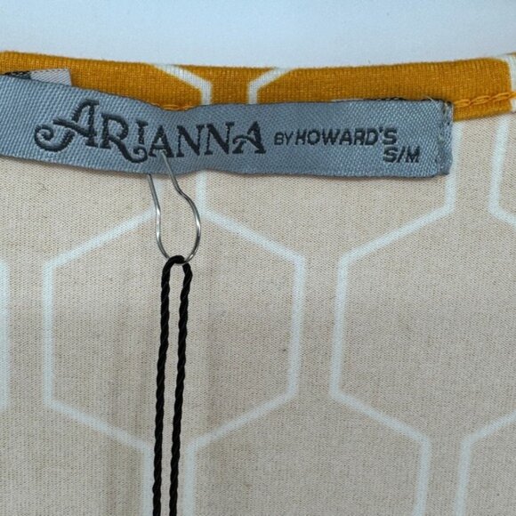 Arianna by Howards Womens Small Medium Gold Hexagon Print Short Sleeve Dress New - Picture 4 of 14